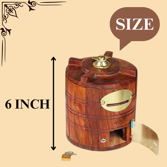 Handcrafted Wooden Water Tank Shaped Money Bank - Premium Rosewood